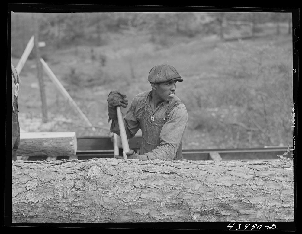 Sawmill worker in Heard County, Georgia. Sourced from the Library of Congress.