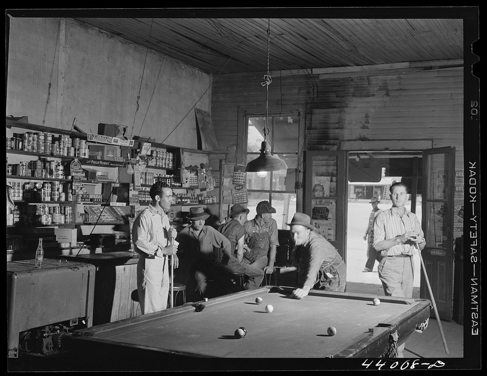 [Untitled photo, possibly related to: Franklin, Heard County, Georgia. A game of pool in the general store]. Sourced from…