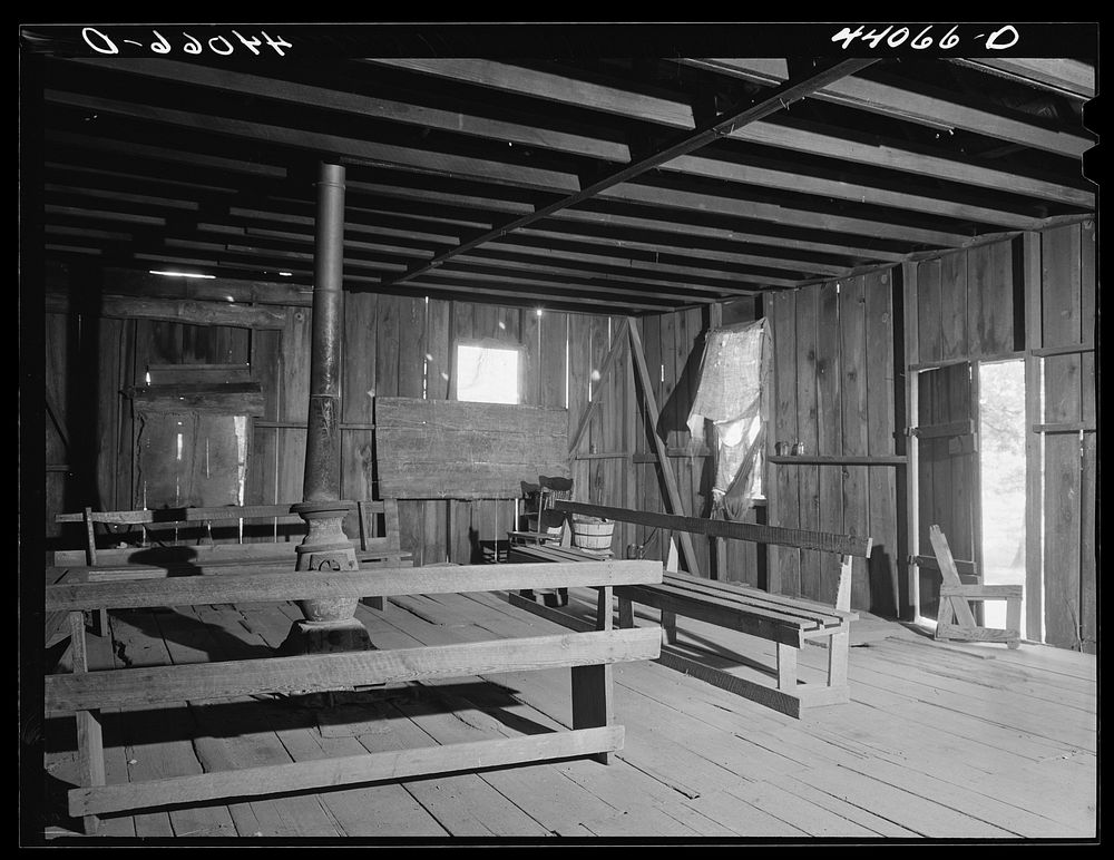 [Untitled photo, possibly related to: Interior of  schoolhouse in Heard County, Georgia]. Sourced from the Library of…