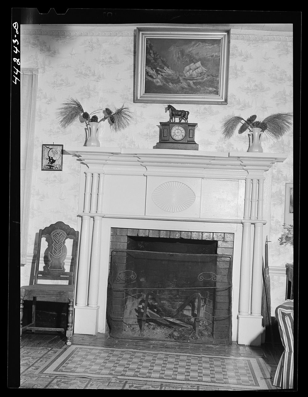Mantelpiece in the old Park home. Park family is one of the oldest in Greene County, Georgia. Sourced from the Library of…