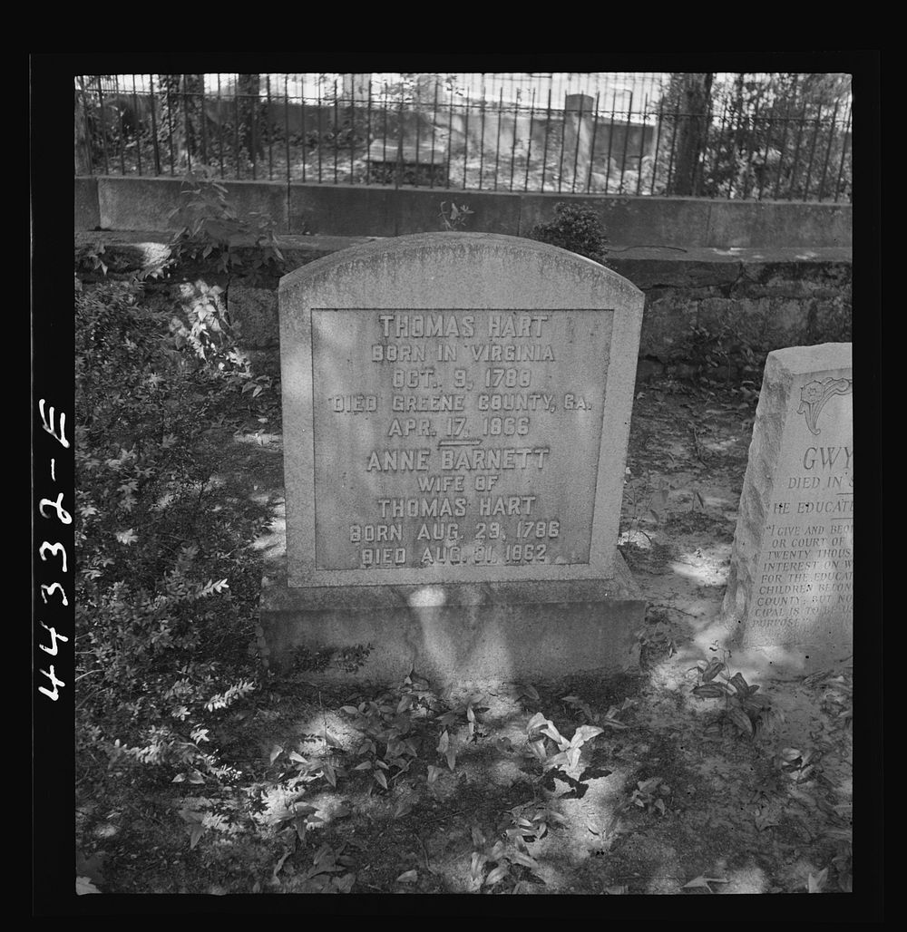 Gravestone of an early settler of Greene County, Georgia. Sourced from the Library of Congress.