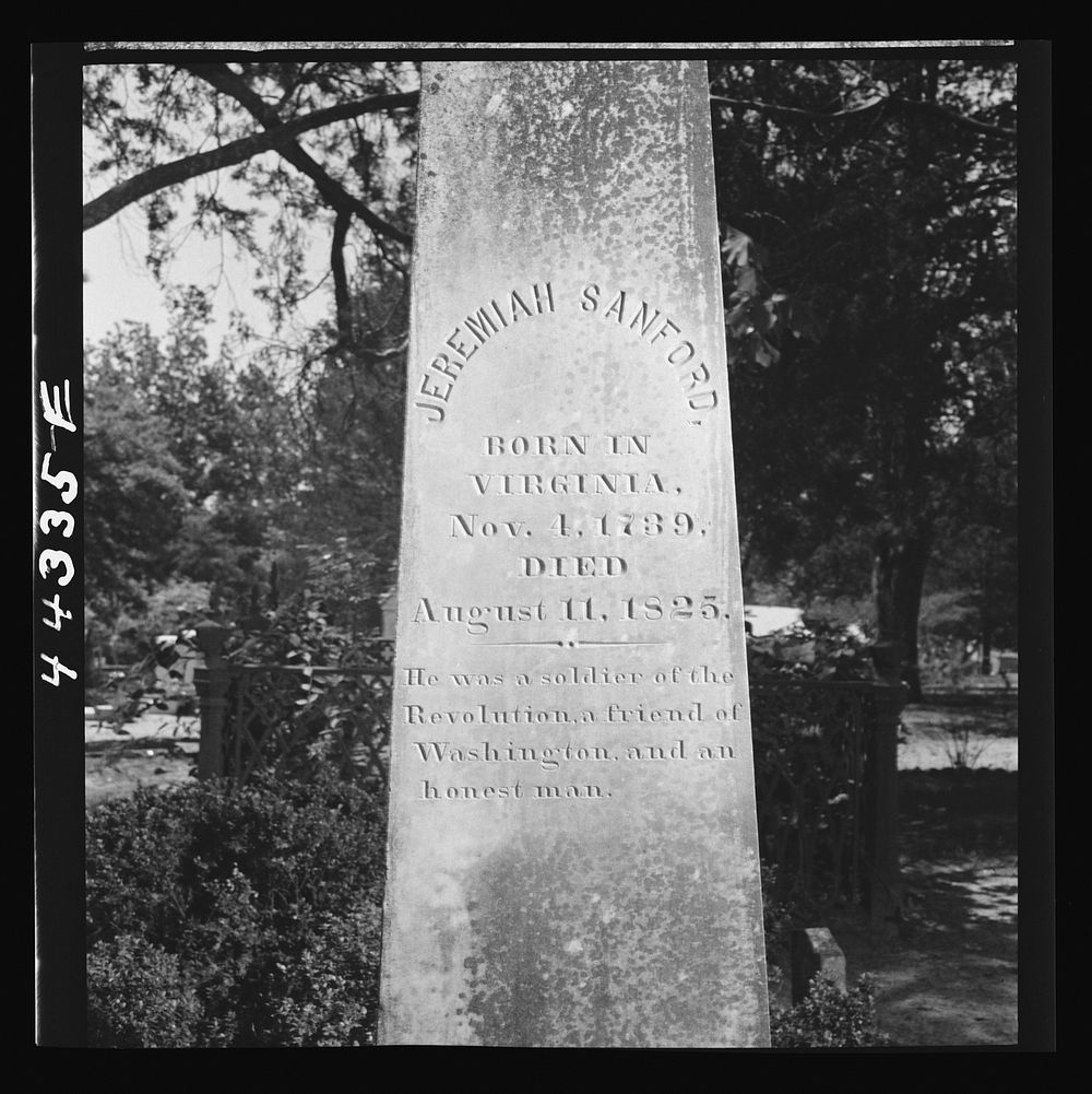 [Untitled photo, possibly related to: Gravestone of an early Virginian settler of Greene County, Georgia]. Sourced from the…