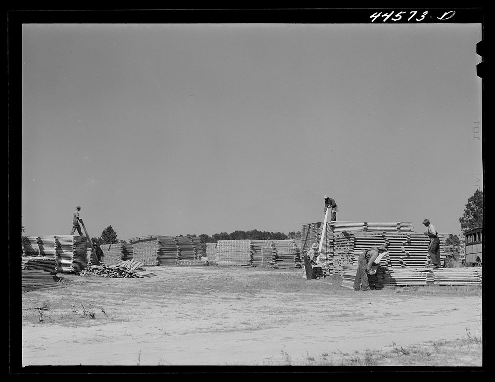 The lumberyard near Woodville, Greene County, Georgia. Sourced from the Library of Congress.