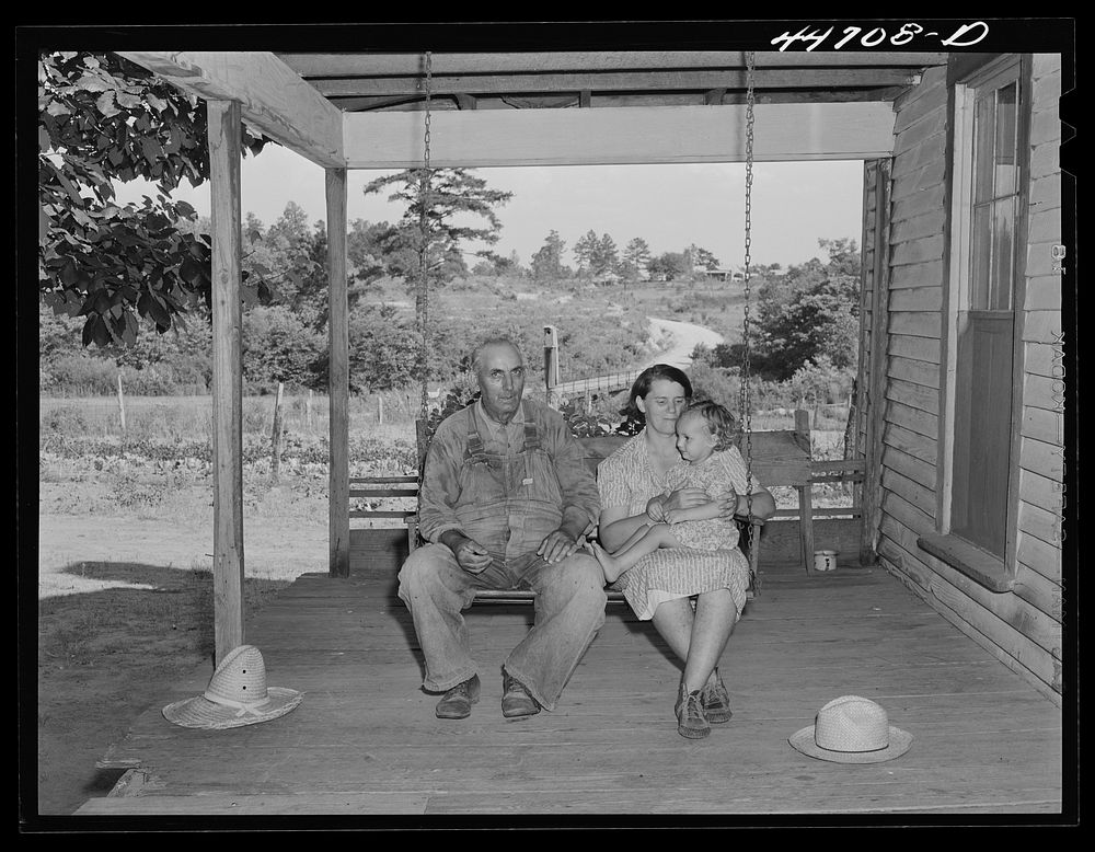 A tenant purchase FSA (Farm Security Administration) borrower, his wife, and one of their children at their home in southern…