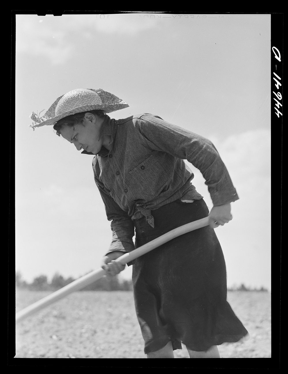 [Untitled photo, possibly related to: Mrs. Brice McKiver, chopping cotton on their rented farm. Near Woodville, Greene…