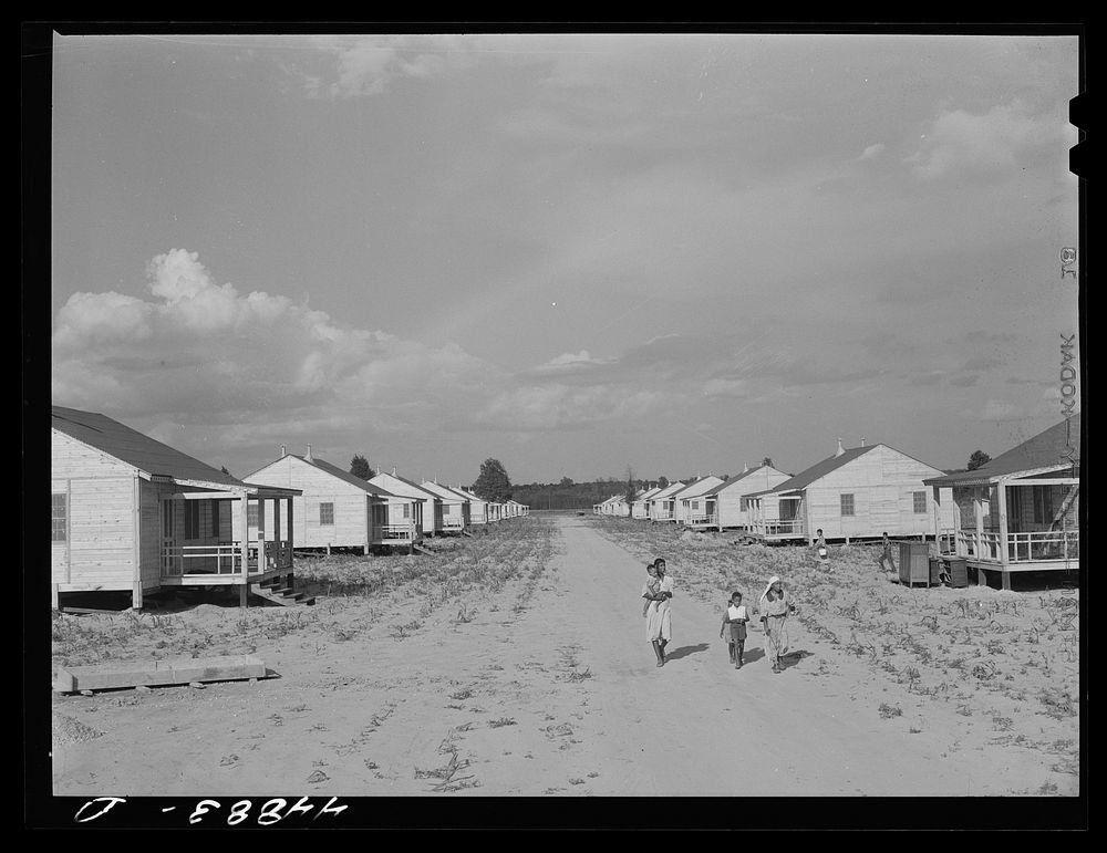 Group of prefabricated houses for es built by FSA (Farm Security Administration) to take care of some of the families who…