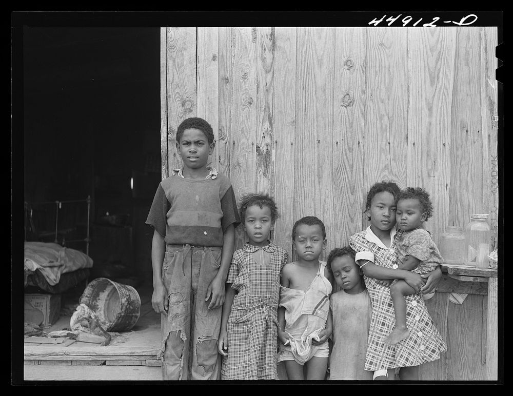 Some of the children of a family of ten who must move out of the area being taken over by the Army in Caroline County…