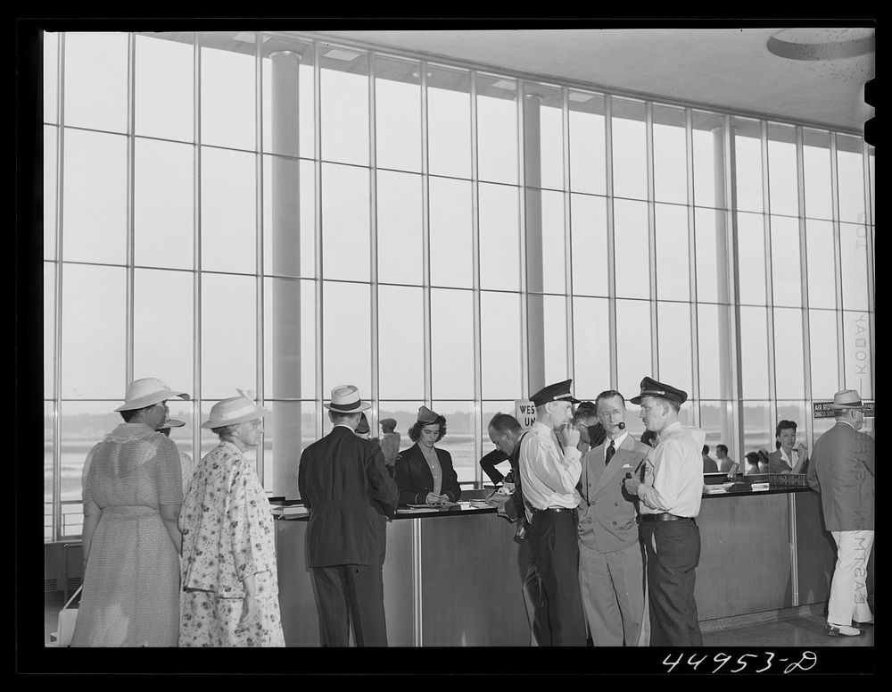 In the waiting room. Municipal airport, Washington, D.C.. Sourced from the Library of Congress.