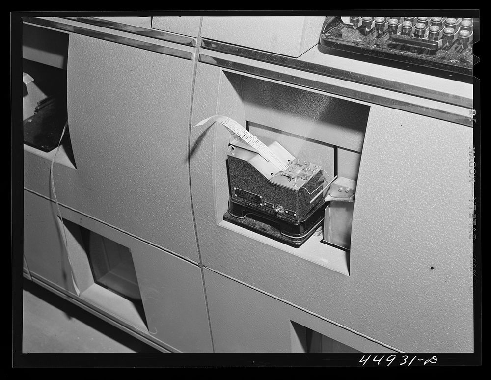 One of the tickers in the teletype room. Municipal airport, Washington, D.C.. Sourced from the Library of Congress.