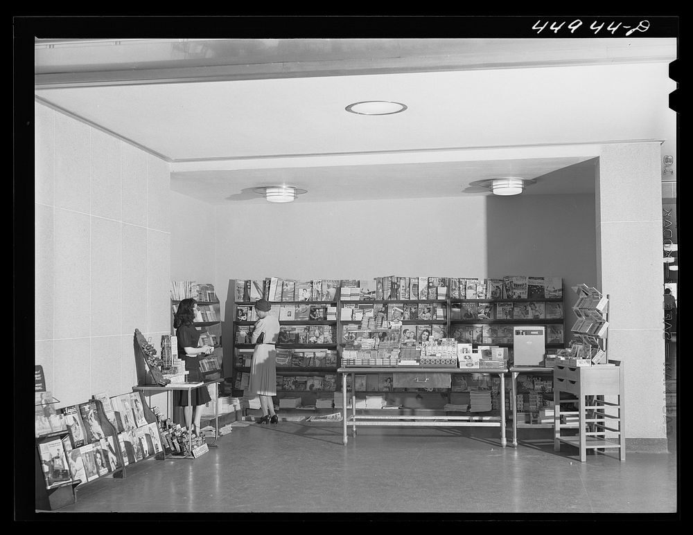[Untitled photo, possibly related to: The newsstand in the waiting room. Municipal airport, Washington, D.C.]. Sourced from…