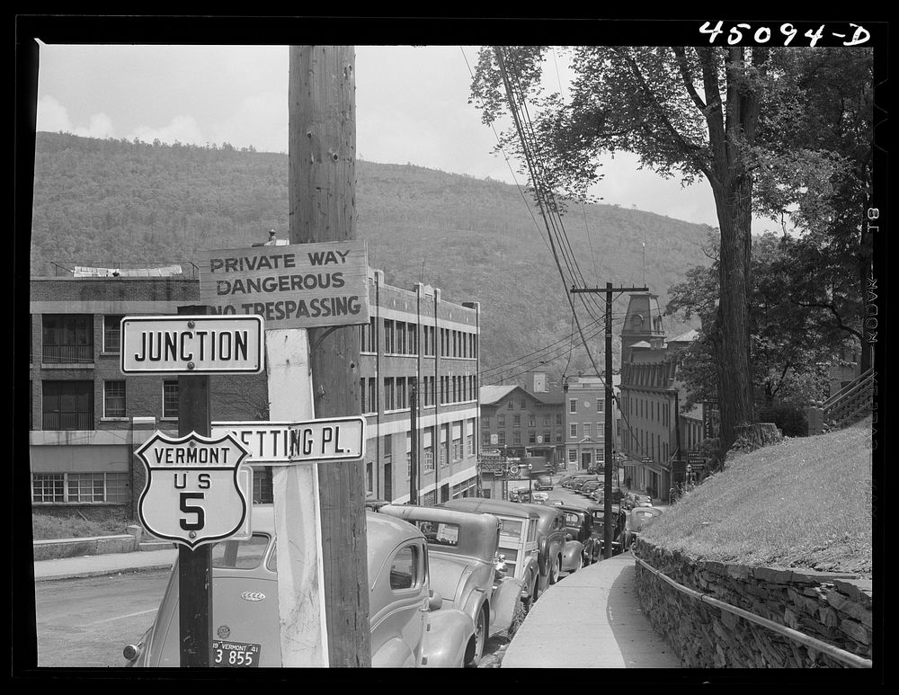 [Untitled photo, possibly related to: A street leading to the main thoroughfare in Brattleboro, Vermont]. Sourced from the…