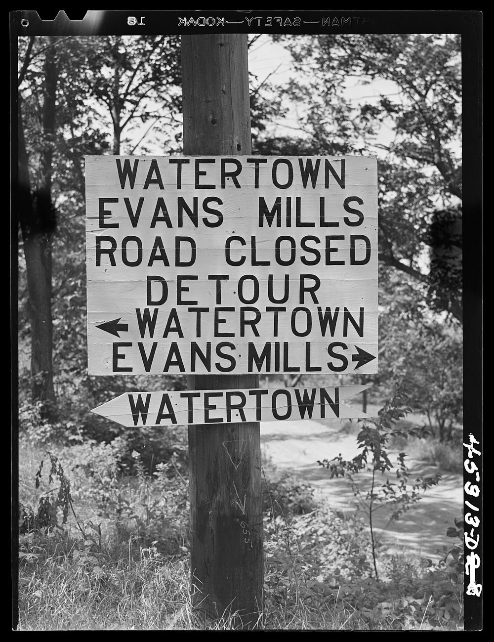 Roads closed in the Pine Camp expansion area. New York. Sourced from the Library of Congress.