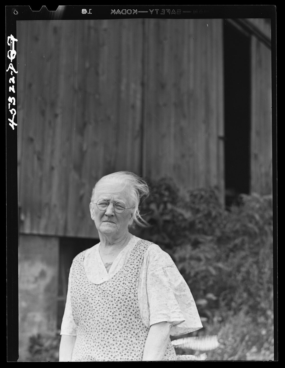 [Untitled photo, possibly related to: Mrs. Carrie E. Loadwick, lifelong resident of area being taken over by the Army, who…