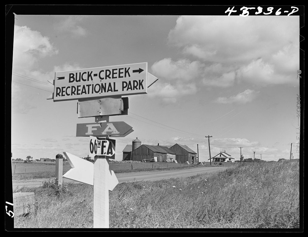 Signpost in the Pine Camp expansion area. New York. Sourced from the Library of Congress.