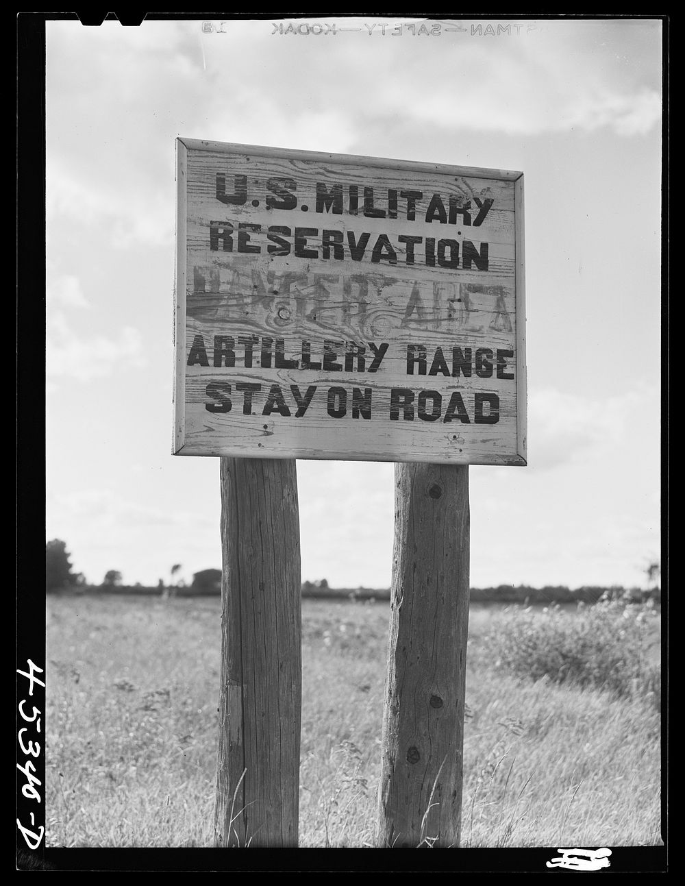 Sign in the Pine Camp expansion area. Jefferson County, New York. Sourced from the Library of Congress.