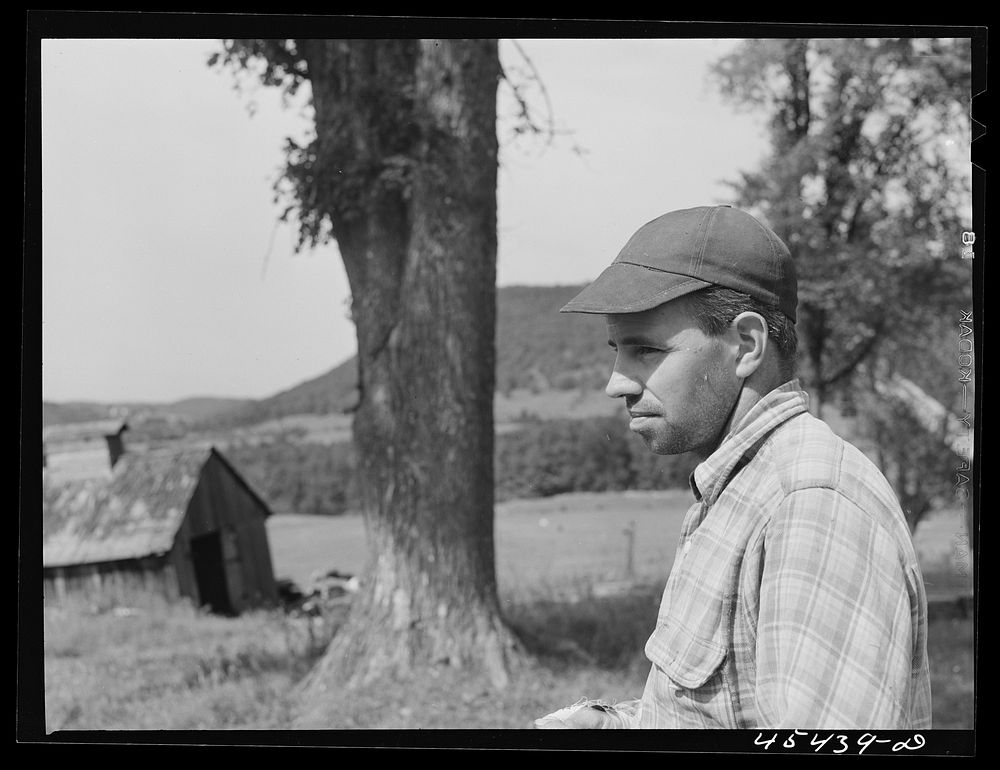 Mr. Horatio Weaver, FSA (Farm Security Administration) dairy farmer in Tinmouth, Vermont. Sourced from the Library of…