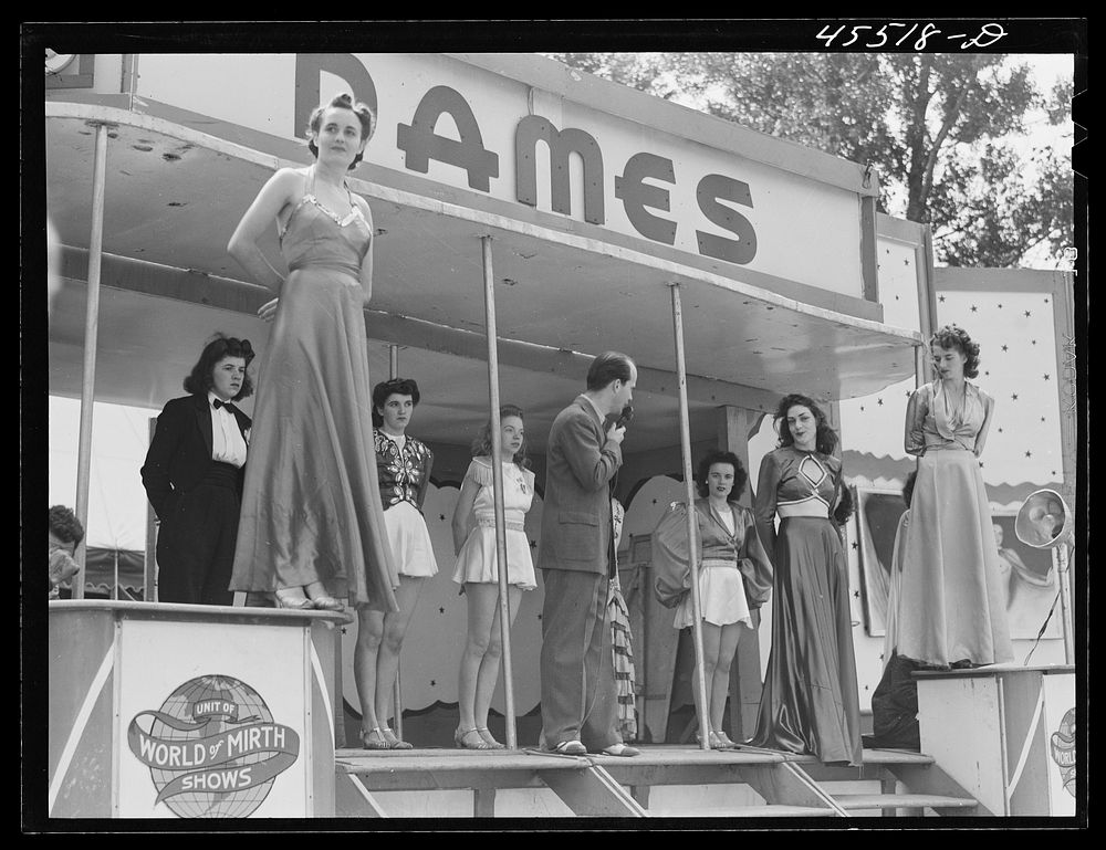 The "girlie" show at the Rutland Fair, Vermont. Sourced from the Library of Congress.