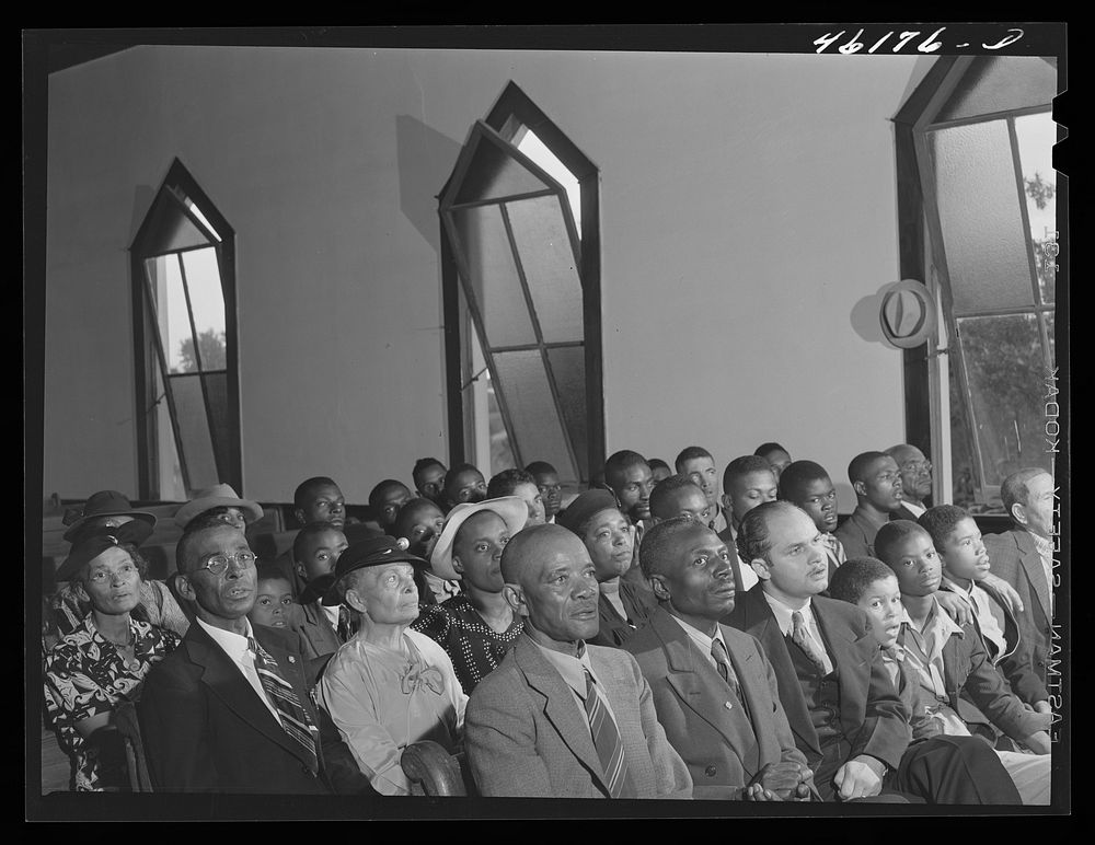 [Untitled photo, possibly related to: Woodville, Greene County, Georgia. Church service in the  church]. Sourced from the…