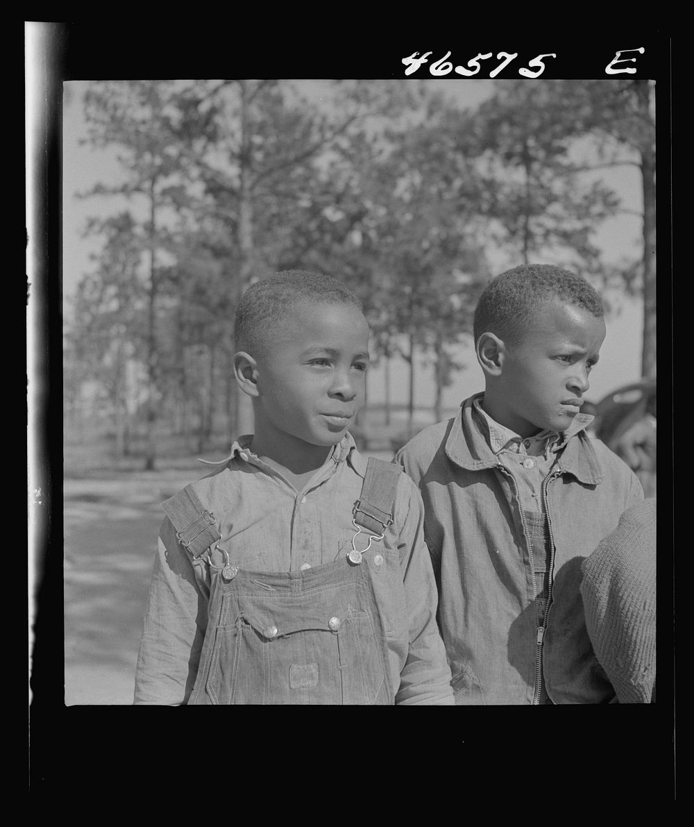 [Untitled photo, possibly related to: Boyd Jones and one of his school mates at the Alexander Community School, Greene…