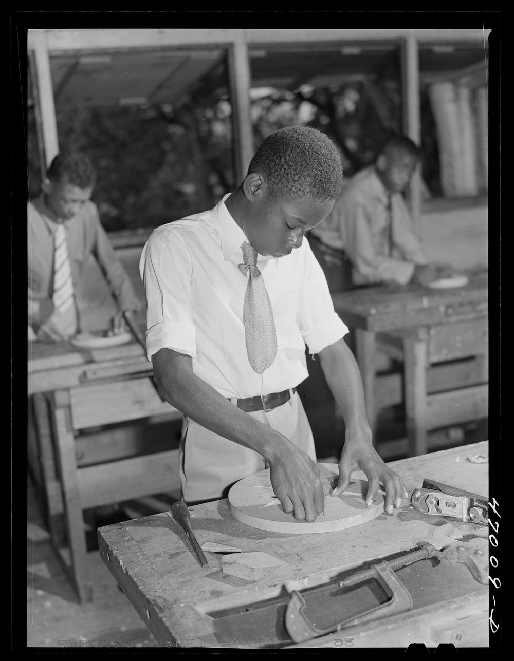 Christiansted, Saint Croix Island, Virgin Islands. Manual training class in the Christiansted high school. Sourced from the…