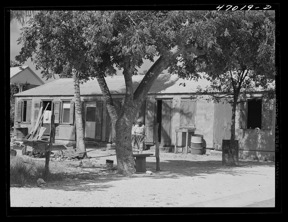 Frederiksted, Saint Croix Island, Virgin Islands. A long row house. Sourced from the Library of Congress.