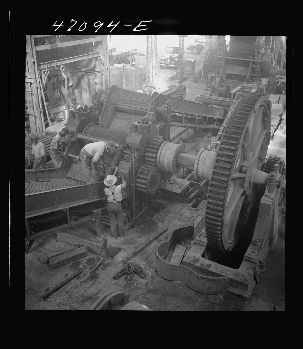 Saint Croix Island, Virgin Islands. Reconditioning machinery in the Bethlehem sugar mill. Sourced from the Library of…
