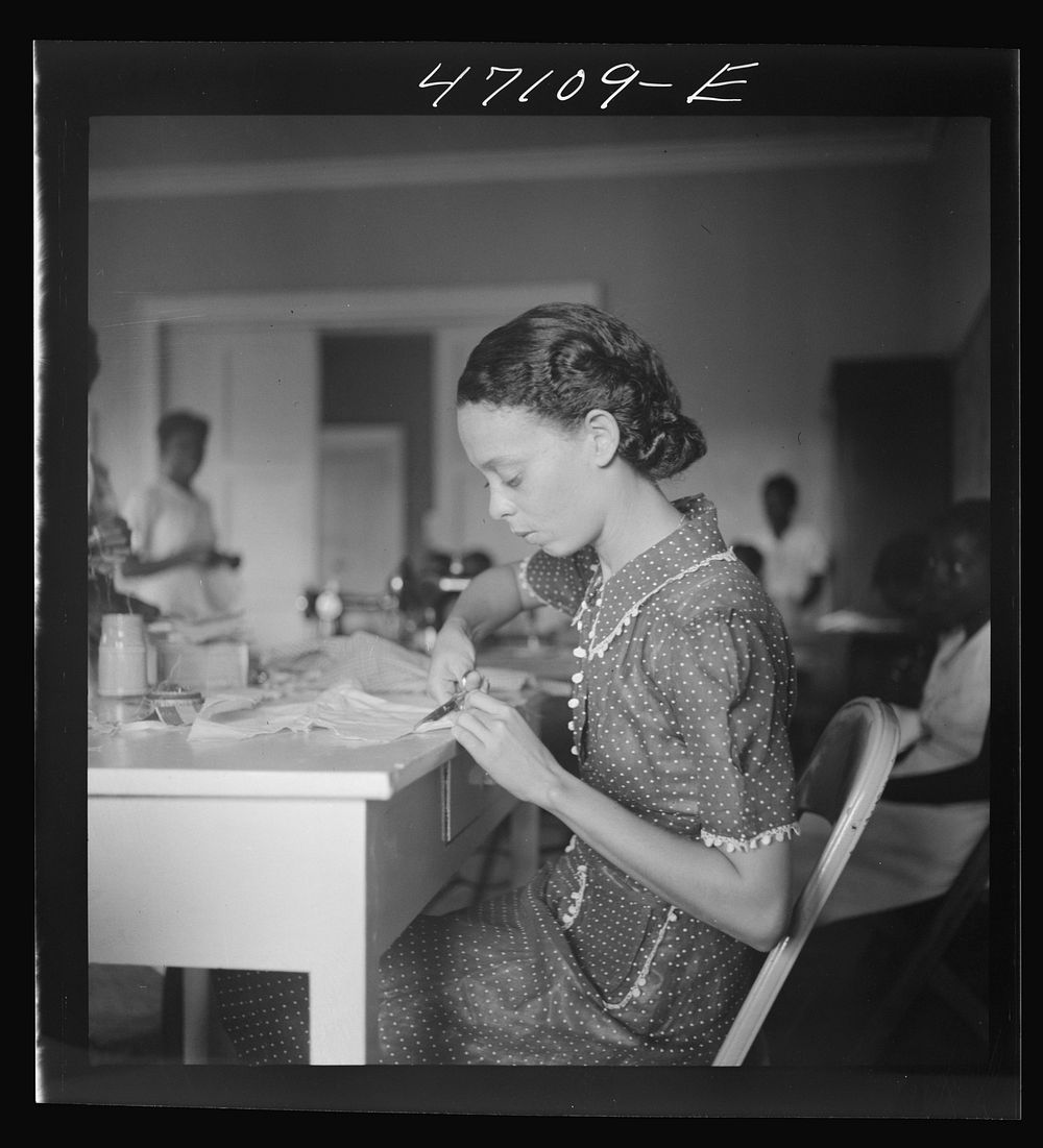 Christiansted, Saint Croix Island, Virgin Islands. Sewing teacher in the Christiansted high school. Sourced from the Library…