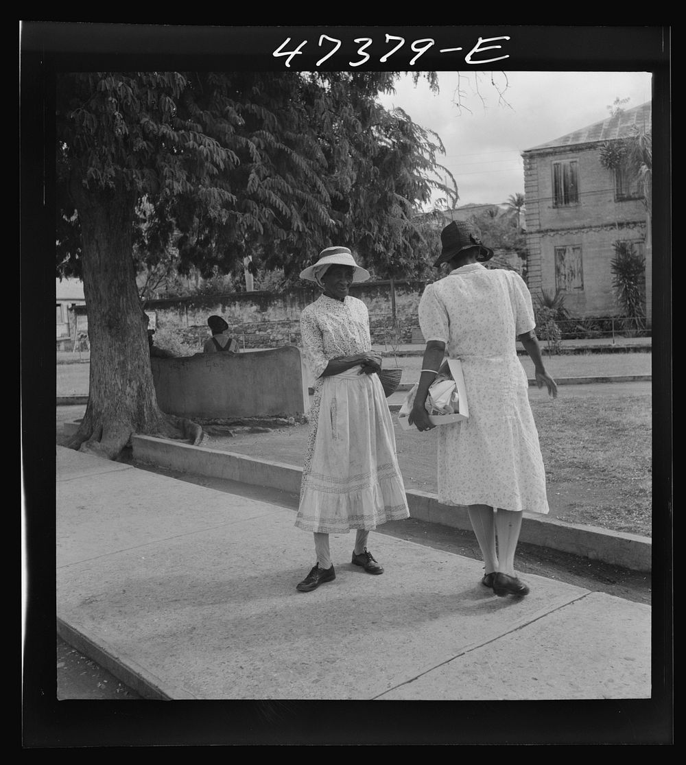 Charlotte Amalie, Saint Thomas Island, Virgin Islands. Women in the park. Sourced from the Library of Congress.
