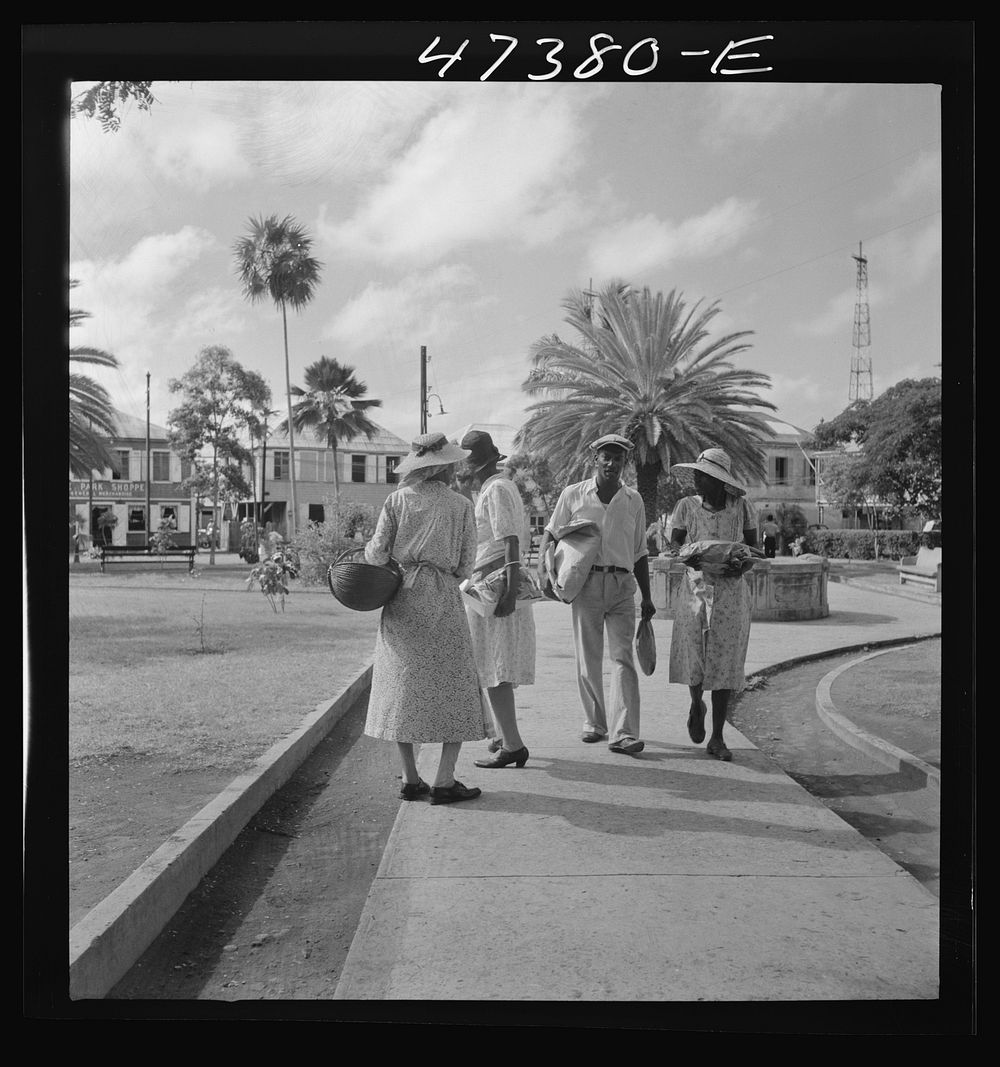[Untitled photo, possibly related to: Charlotte Amalie, Saint Thomas Island, Virgin Islands. Women in the park]. Sourced…