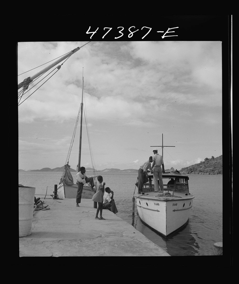 [Untitled photo, possibly related to: Saint John Island, Virgin Islands. At the dock in Cruz Bay]. Sourced from the Library…