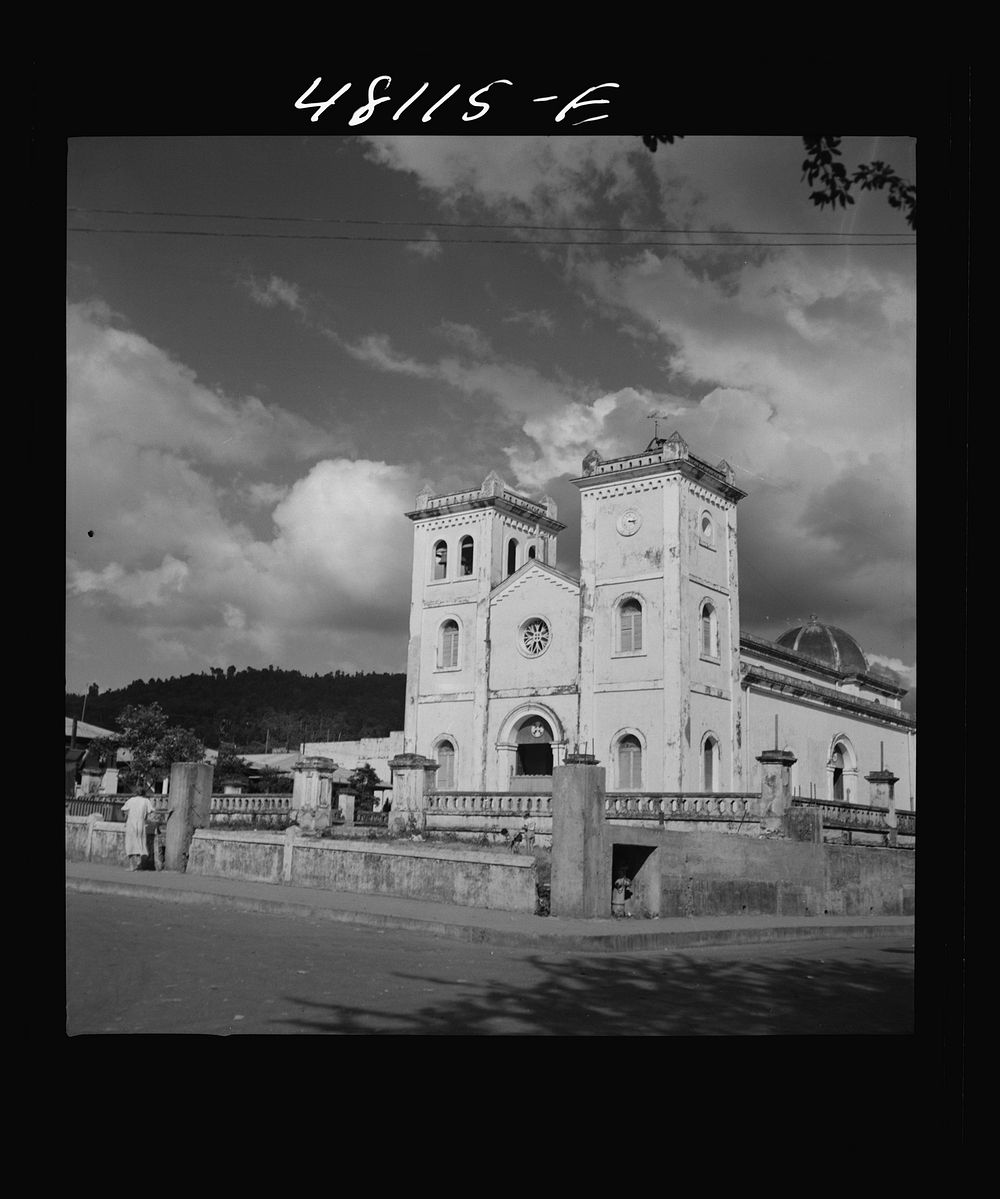 [Untitled photo, possibly related to: San Sebastian, Puerto Rico. The plaza and cathedral]. Sourced from the Library of…