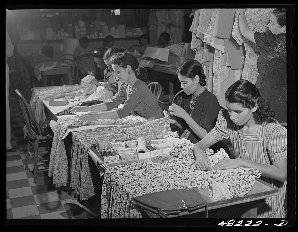 San Juan, Puerto Rico. Woman in the needlework factory. Sourced from the Library of Congress.