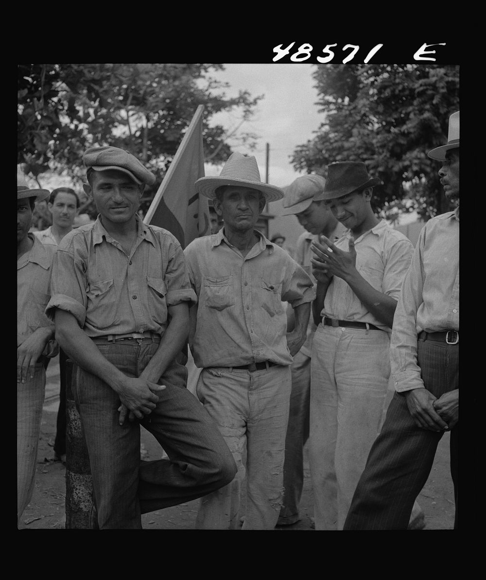 Yabucoa, Puerto Rico (vicinity). Strikers on the picket line at a sugar mill. Sourced from the Library of Congress.