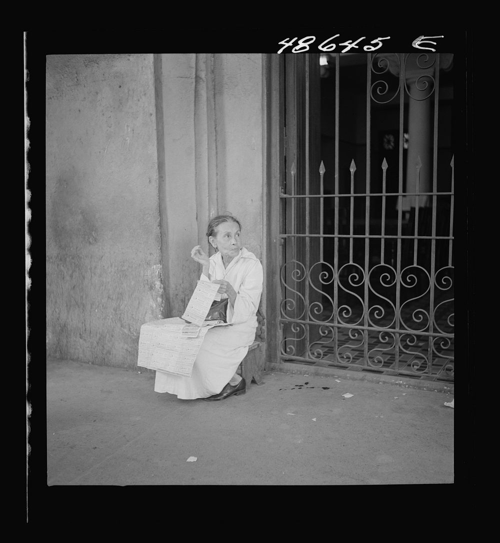 San Juan, Puerto Rico. Selling lottery tickets on the street. Sourced from the Library of Congress.