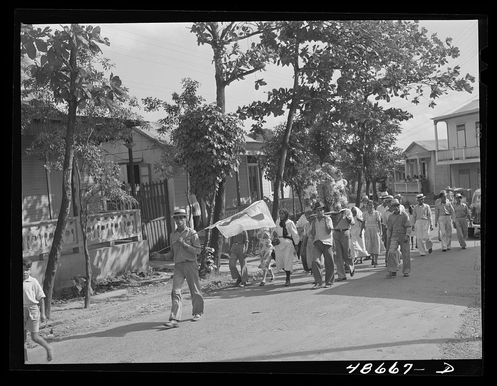 Maunabo, Puerto Rico. Religious procession. Sourced from the Library of Congress.