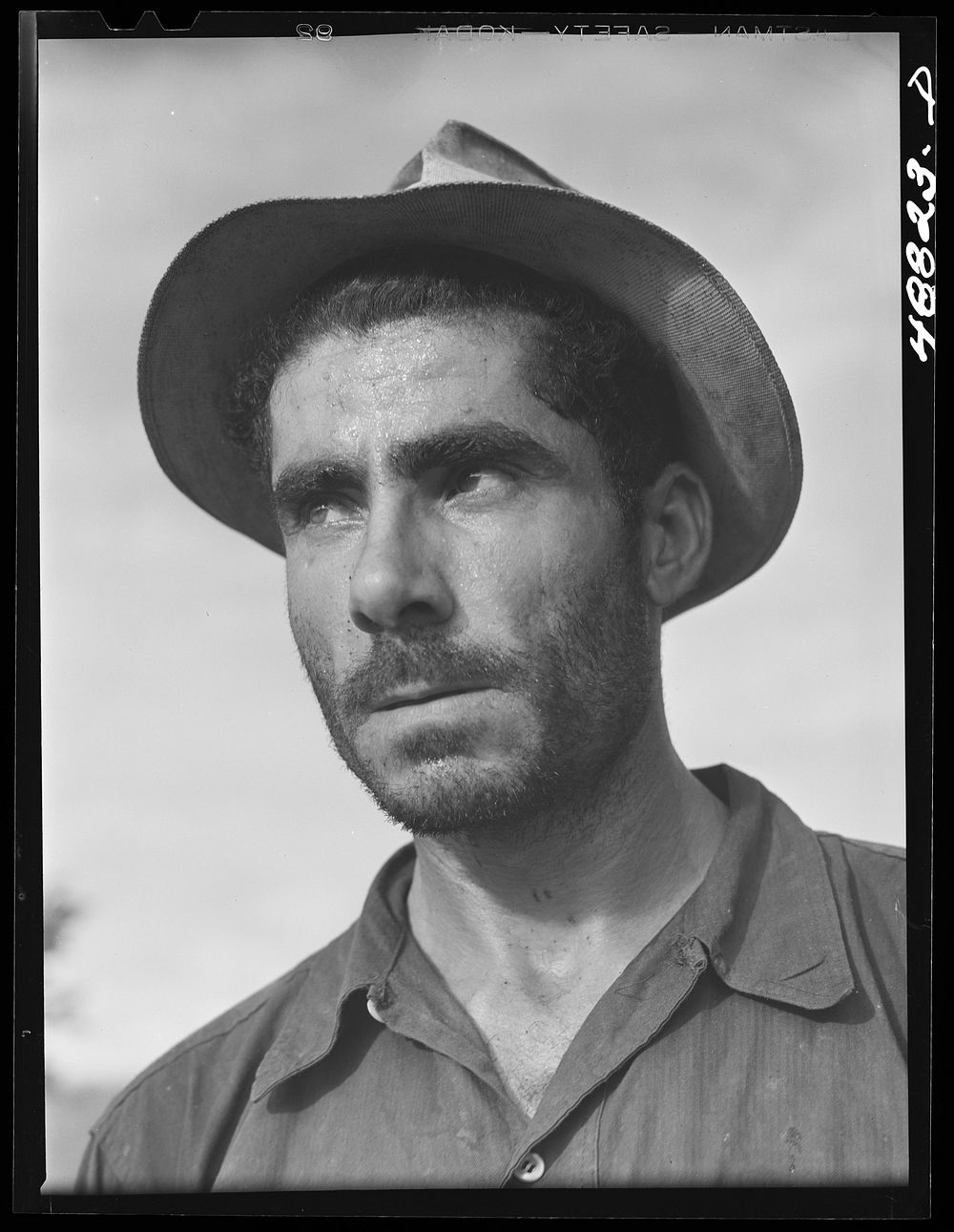 [Untitled photo, possibly related to: Caguas, Puerto Rico (vicinity). Farm laborer who also does odd carpentry jobs for…