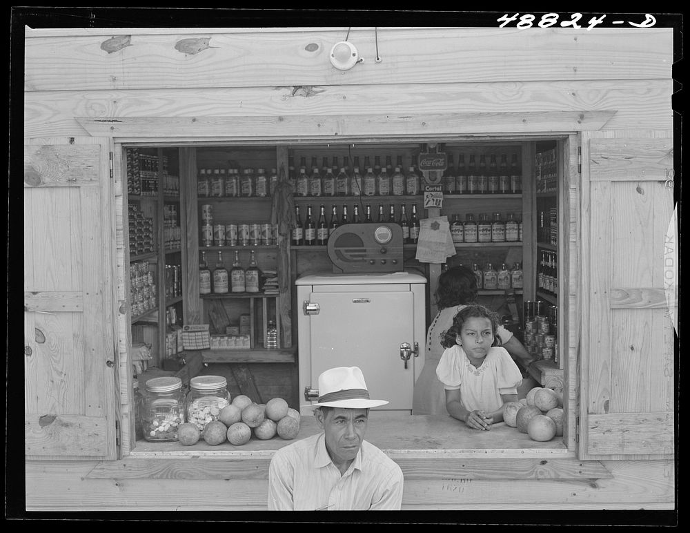 [Untitled photo, possibly related to: Bayamon, Puerto Rico (vicinity). A roadside stand]. Sourced from the Library of…