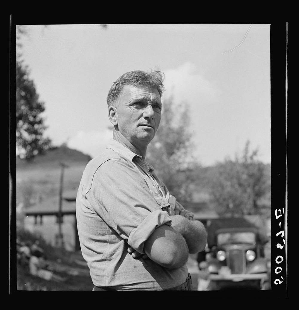 Coal miner, now unemployed, Scotts Run, West Virginia at Jere. "Jes so long as I see things movin' and betterin' I don't…