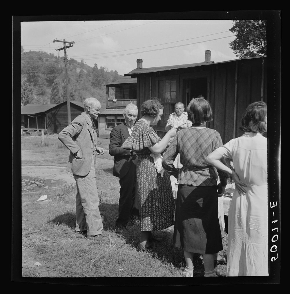 Sunday school picnic brought to abandoned mining town of Jere, West Virginia by neighboring parishioners. See 30036-M3.…