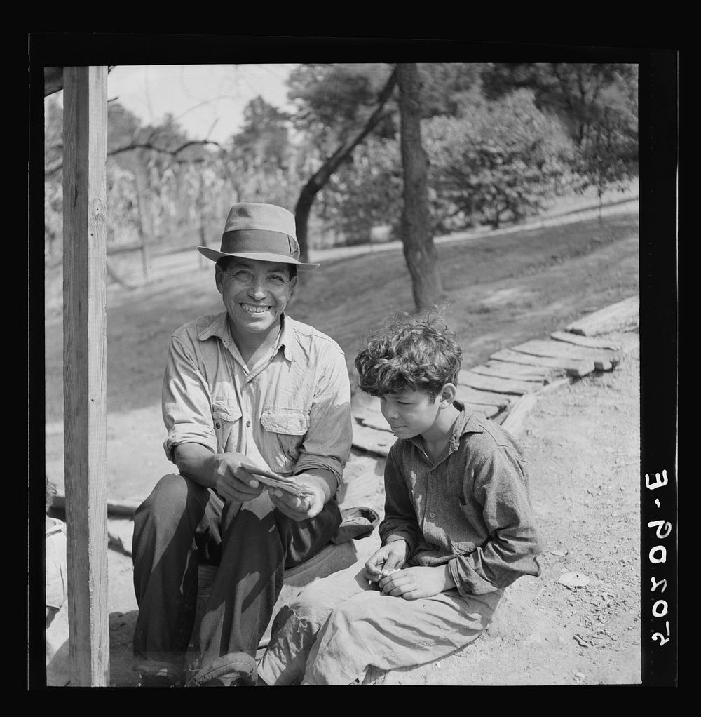 Mexican coal miner and his friend's son. Bertha Hill, West Virginia. Sourced from the Library of Congress.