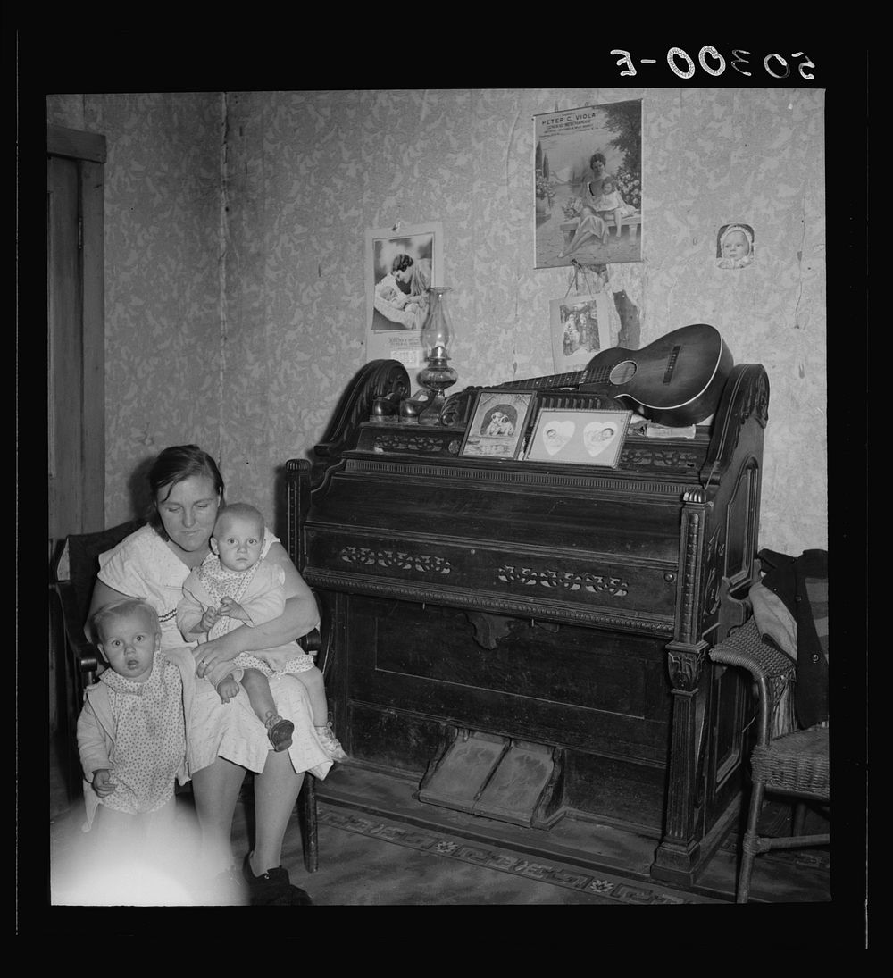[Untitled photo, possibly related to: Coal miner's wife and youngest twins in family of ten. Pursglove, Scotts Run, West…
