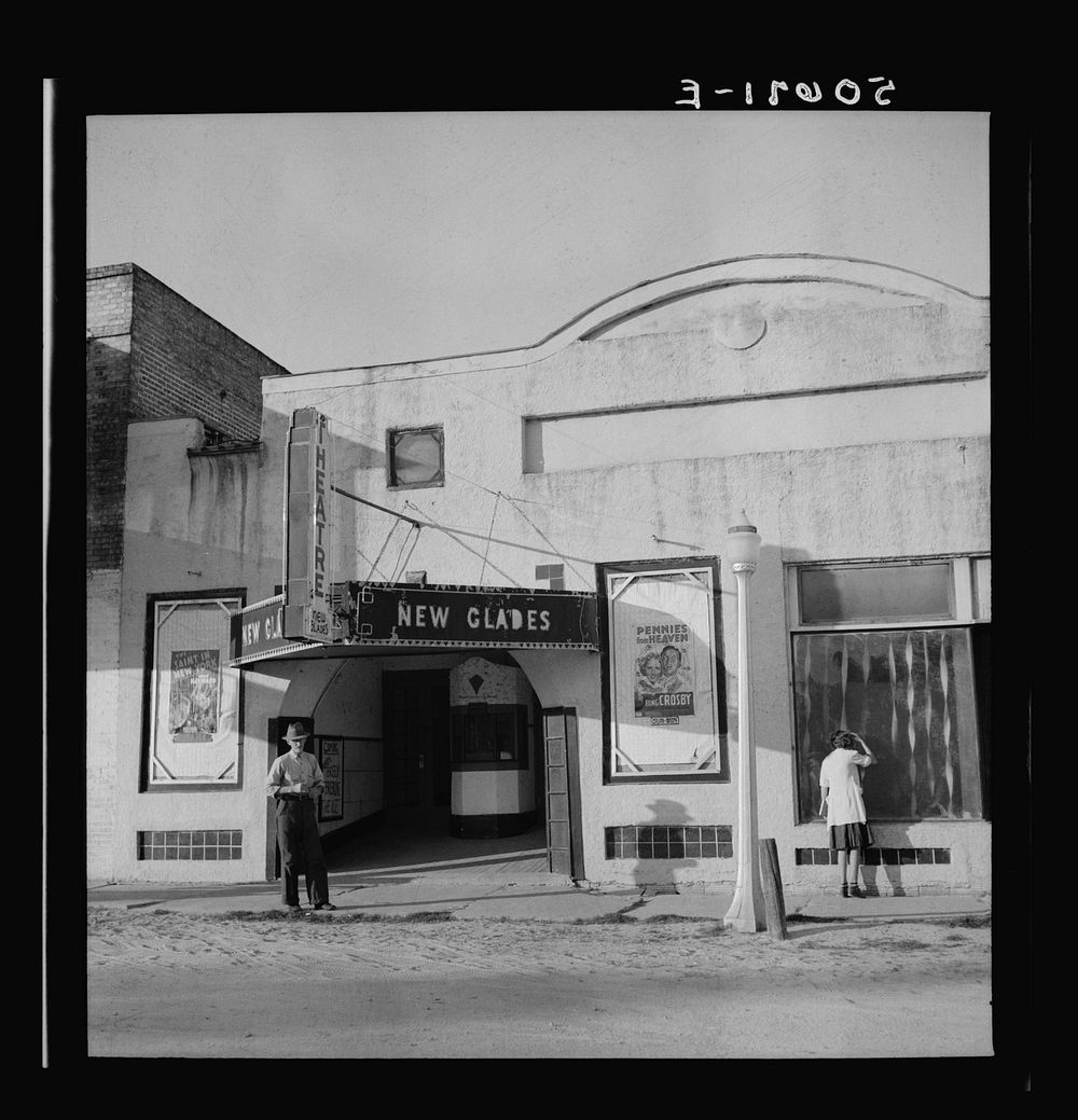 Movie theatre. Moore Haven, Florida. Sourced from the Library of Congress.