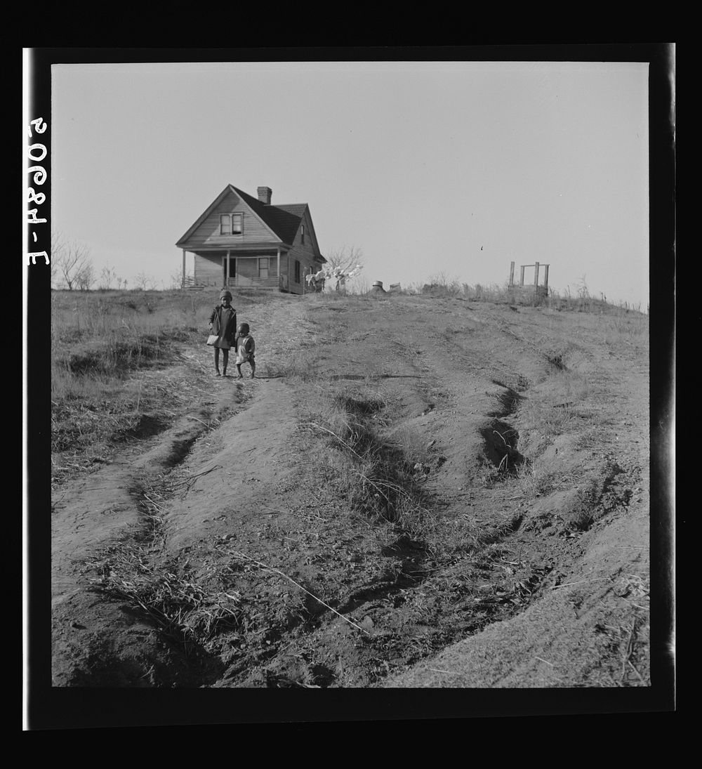 [Untitled photo, possibly related to:  family on front porch of old home on badly eroded land near Wadesboro, North…