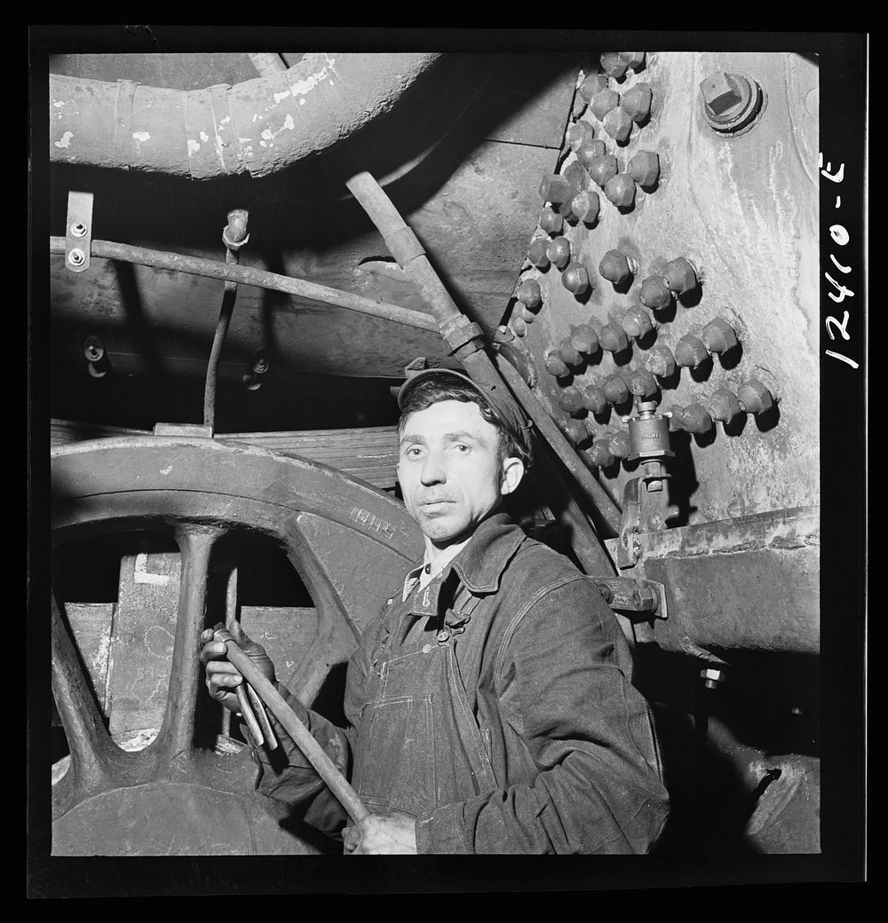 Chicago, Illinois. Railroad worker employed in the Chicago and Northwestern Railroad locomotive shops. Sourced from the…