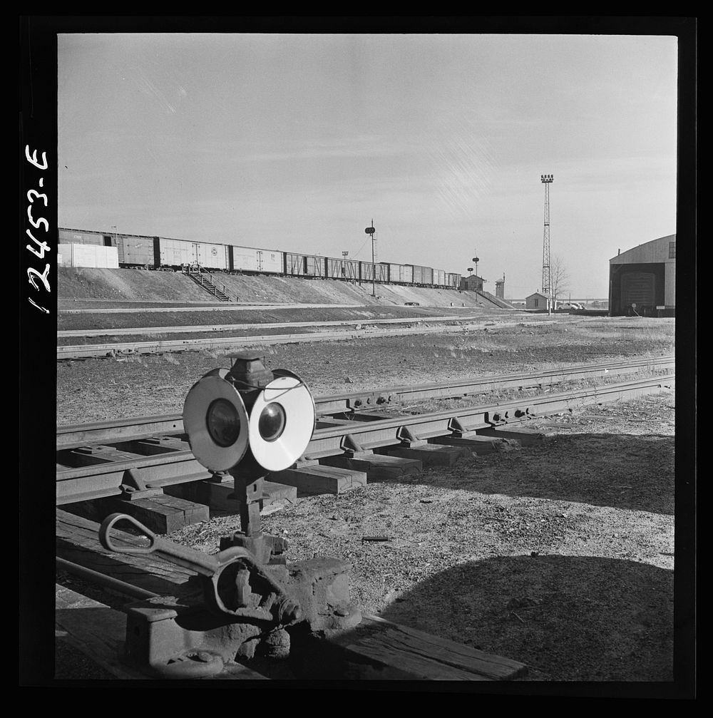 [Untitled photo, possibly related to: Chicago, Illinois. Train of cars going over the hump at a Chicago and Northwestern…