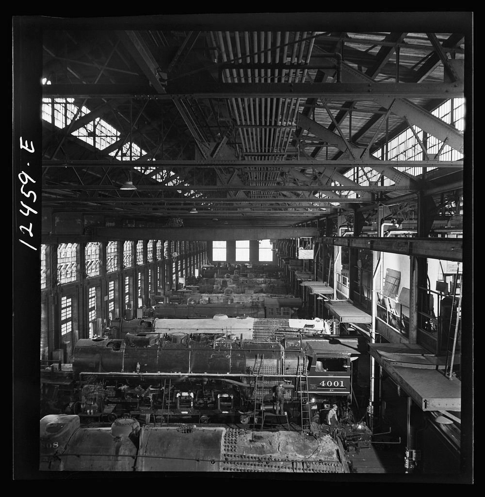 Chicago, Illinois. General view of a Chicago and Northwestern Railroad locomotive repair shop. Sourced from the Library of…