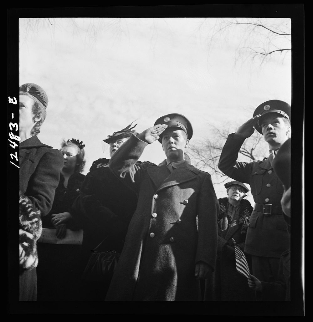 Chicago (north), Illinois. During the singing of our national anthem at a flag dedication ceremony. Sourced from the Library…