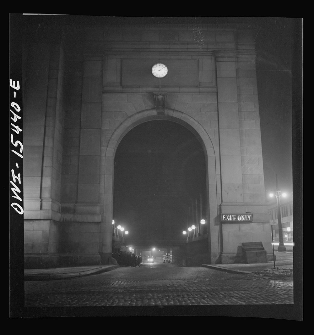 Chicago, Illinois. Exit of the underground tunnel through the Union Station which is used by taxis and trucks. Sourced from…