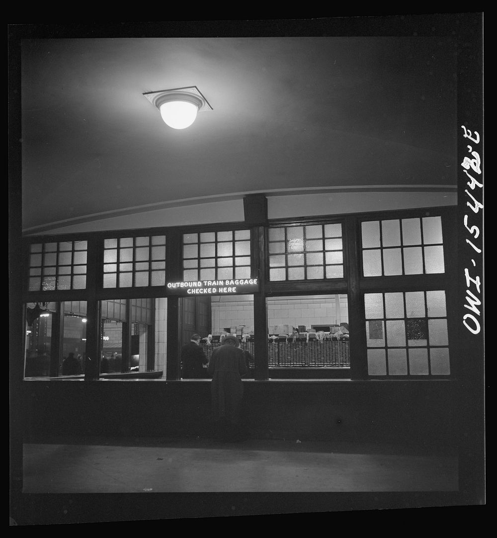 [Untitled photo, possibly related to: Chicago, Illinois. Baggage check room at the Union Station]. Sourced from the Library…