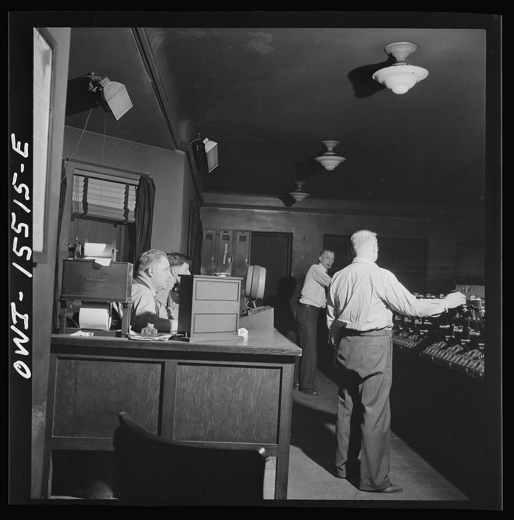 [Untitled photo, possibly related to: Chicago, Illinois. In the interlocking tower at Union Station. It is here that all…
